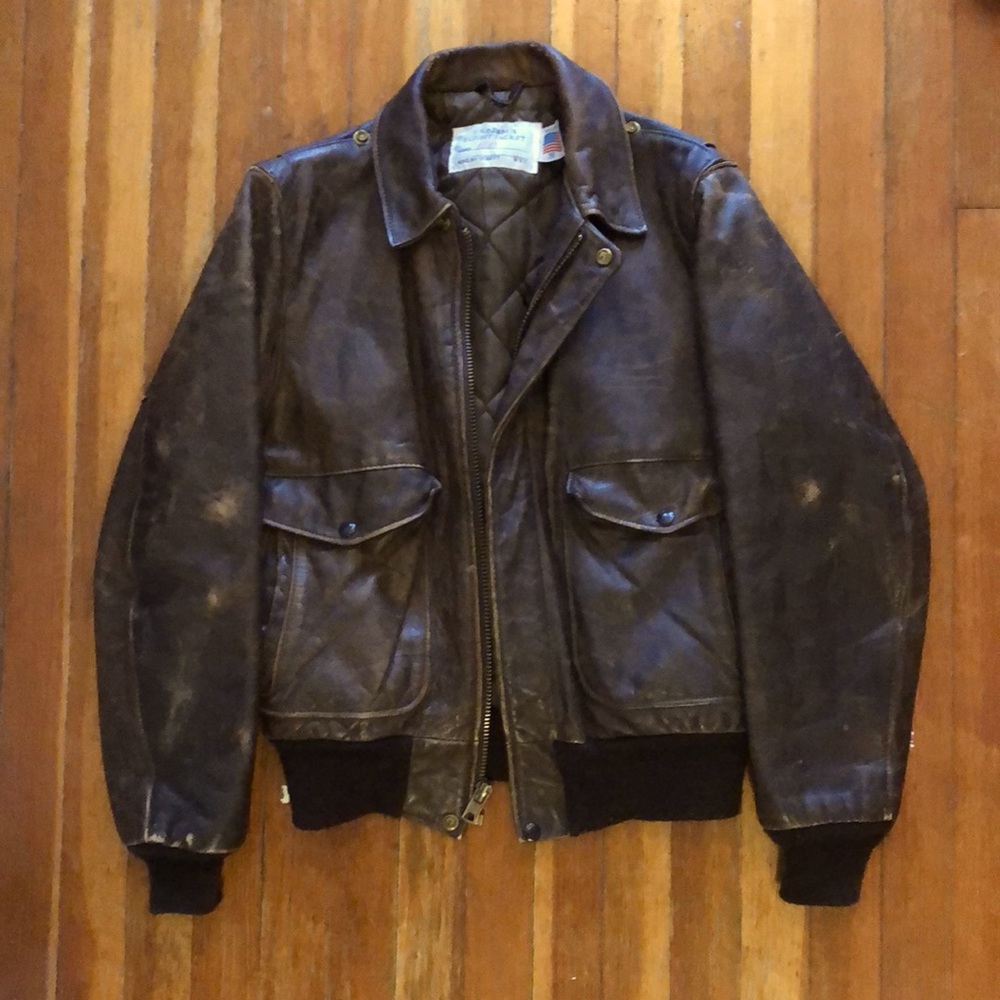 Vintage Schott NYC Brown Leather Flight Jacket Mens 38